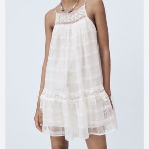Zara Ivory Lace Detail Dress
